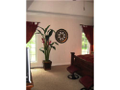Tray ceiling, walk-in closet, passage to den/library/office from bed area in addition to foyer hall passage, full view window glass, beautiful casings and crowns.